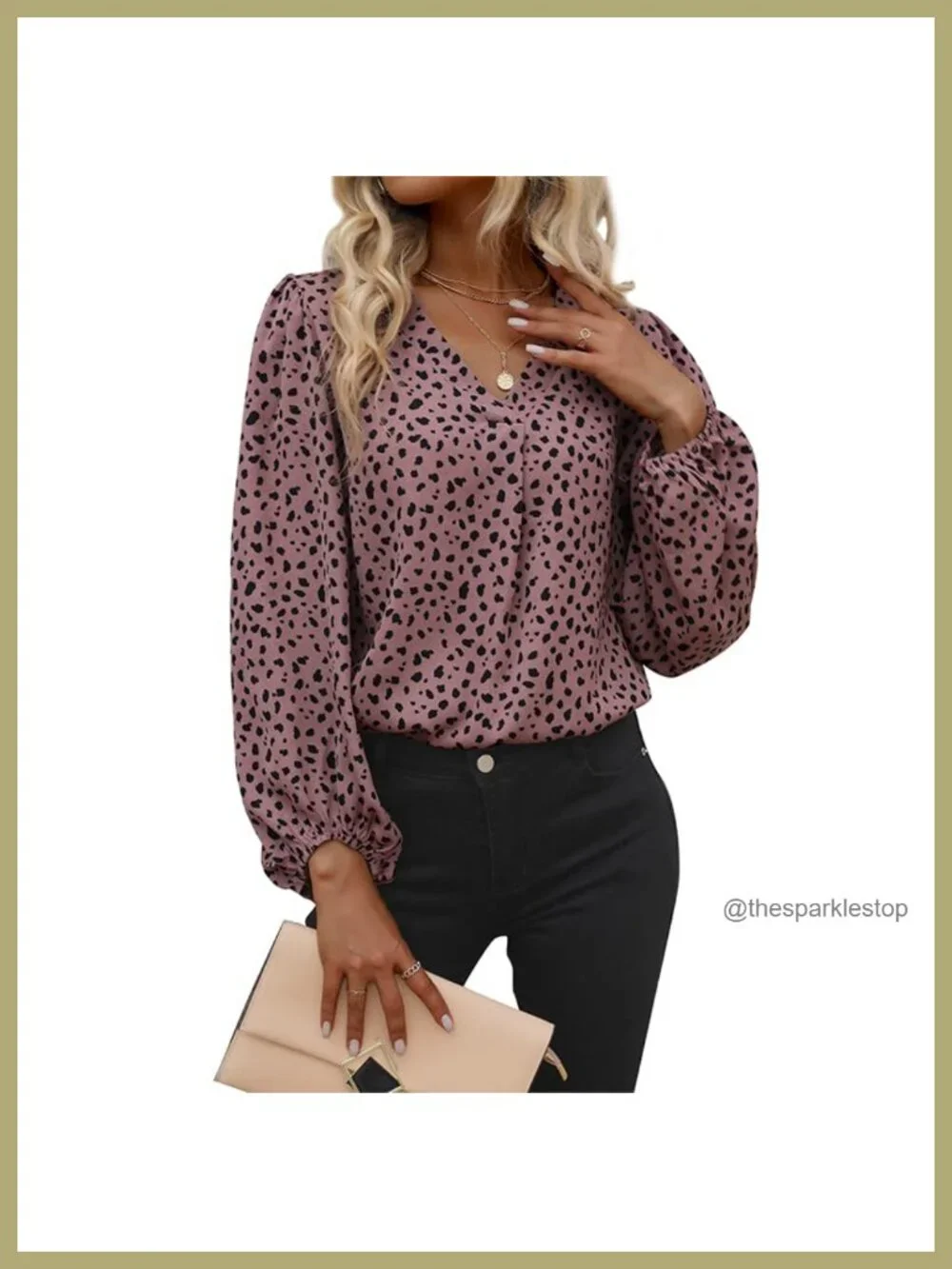 100% Polyester Womens Peasant Top V-Neck Long Sleeve Chiffon Blouse Business
